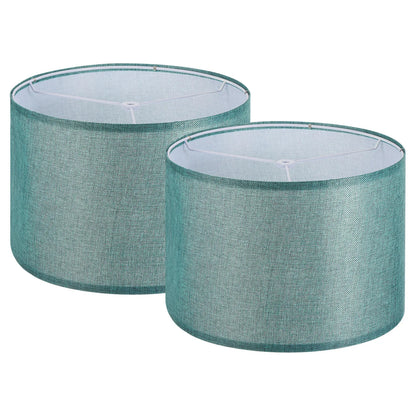 Abat-jour Tambour Rond Lin Bleu Clair (x2)
