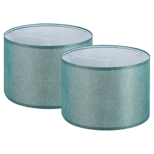 Abat-jour Tambour Rond Lin Bleu Clair (x2)