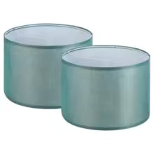 Abat-jour Tambour Rond Lin Bleu Clair (x2)