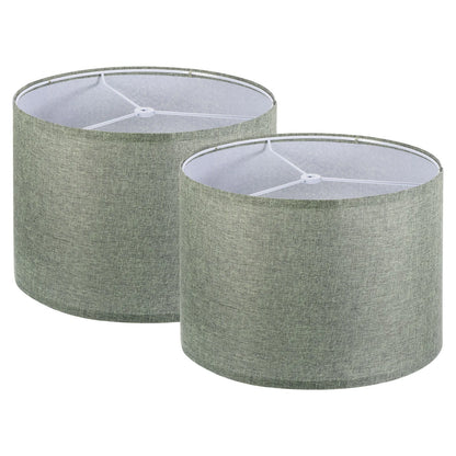 Lot de 2 Abat-jours Tambour Ronds en Lin Clair