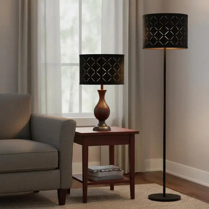 Lot de 2 Abat-jours Tambour Motif Diamant Noir
