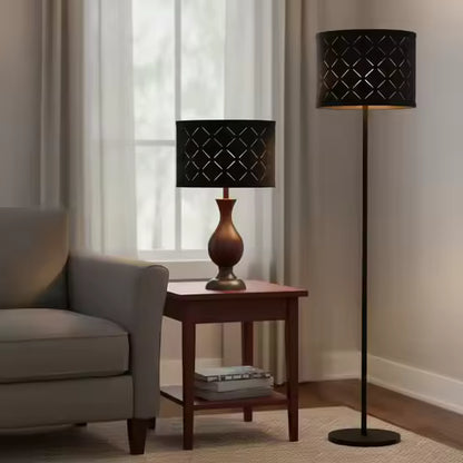 Lot de 2 Abat-jours Tambour Motif Diamant Noir